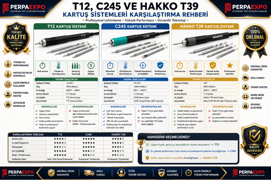 T12, C245 ve Hakko T39 Kartuş Sistemleri Karşılaştırması (2026 Güncel Rehber)