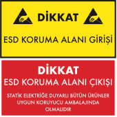 Antistatik ESD Koruma Alanı Giriş Çıkış Tabelası 30x60 cm
