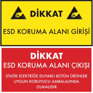 Antistatik ESD Koruma Alanı Giriş Çıkış Tabelası 30x60 cm