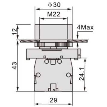 Plastik Buton BLEIBEND LAY5-EA4342 İşaretli Yaylı 1NC-1