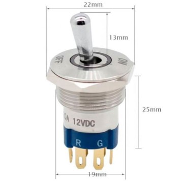 Toggle TRON Anahtar 19mm IP67 Rgb Led Işıklı Metal-2