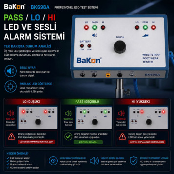 Bakon BK698A ESD Bileklik ve Topuk Bandı Test Cihazı -3