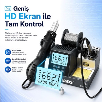 Bakon BK602S Intelligent 2 in 1 Havya İstasyonu-3