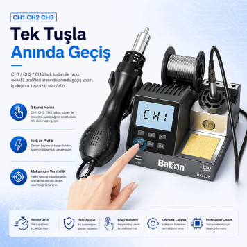 Bakon BK602S Intelligent 2 in 1 Havya İstasyonu-5