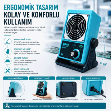 BAKON BK001 ESD Masaüstü İyonizer Hava Üfleyici-4
