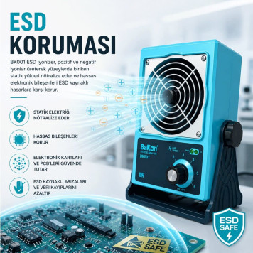 BAKON BK001 ESD Masaüstü İyonizer Hava Üfleyici-7