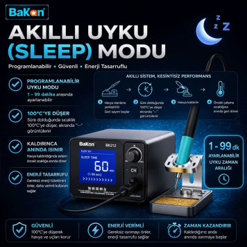 Bakon BK212 Profesyonel Lehimleme İstasyonu 180W PID Kontrollü-3