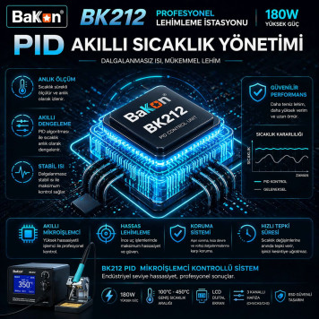 Bakon BK212 Profesyonel Lehimleme İstasyonu 180W PID Kontrollü-7