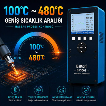 BAKON BK300S Isı Ayarlı Yüksek Frekans Havya İstasyonu | 300W Endüstriyel Robot Lehimleme Sistemi-1