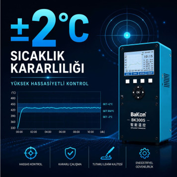 BAKON BK300S Isı Ayarlı Yüksek Frekans Havya İstasyonu | 300W Endüstriyel Robot Lehimleme Sistemi-4