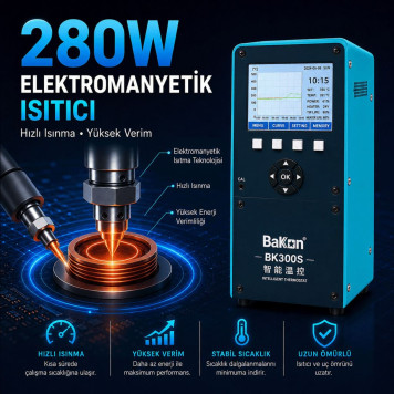 BAKON BK300S Isı Ayarlı Yüksek Frekans Havya İstasyonu | 300W Endüstriyel Robot Lehimleme Sistemi-6