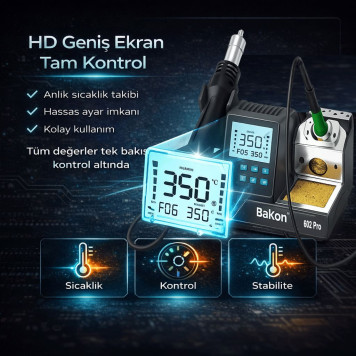 Bakon BK602 Pro Intelligent 2 in 1 Havya İstasyonu-3