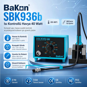 BAKON SBK936B Isı Ayarlı Havya İstasyonu-5
