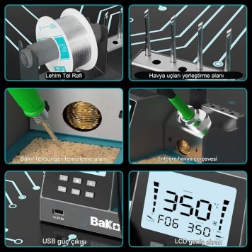 Bakon BK602 Pro Intelligent 2 in 1 Havya İstasyonu-3