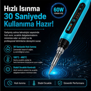  Bakon BK605D 60W Dijital Ekran Kalem Havya-4