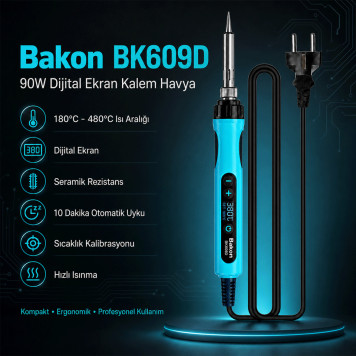 Bakon BK609D 90W Dijital Ekran Kalem Havya-3