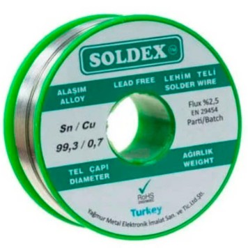 Soldex 99.3/0.7 Kurşunsuz 1.2mm 200Gr  Lehim Teli