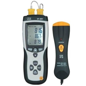 CEM DT 8891 Çift Termokupl Girişli ve Lazerli Termometre