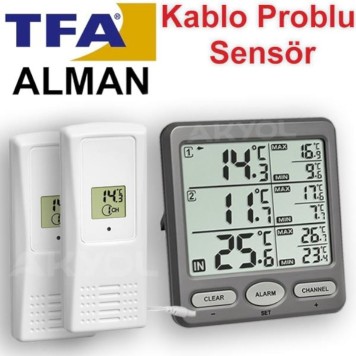 TFA 30.3062.10 'Trıo' Kablosuz İç ve Dış Ortam Sıcaklık Ölçer-1