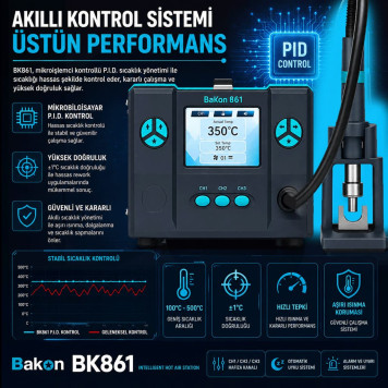 Bakon BK861 Intelligent Sıcak Hava Havya İstasyonu-1