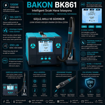 Bakon BK861 Intelligent Sıcak Hava Havya İstasyonu-4