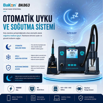 Bakon BK863 Intelligent 2 in 1 Sıcak Hava Havya İstasyonu-5