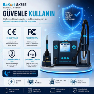 Bakon BK863 Intelligent 2 in 1 Sıcak Hava Havya İstasyonu-6