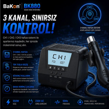 BAKON BK880 Sıcak Hava İstasyonu-6