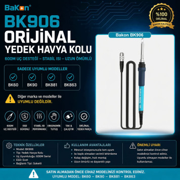 Bakon BK906 Lehimleme Yedek Havya Kolu-2